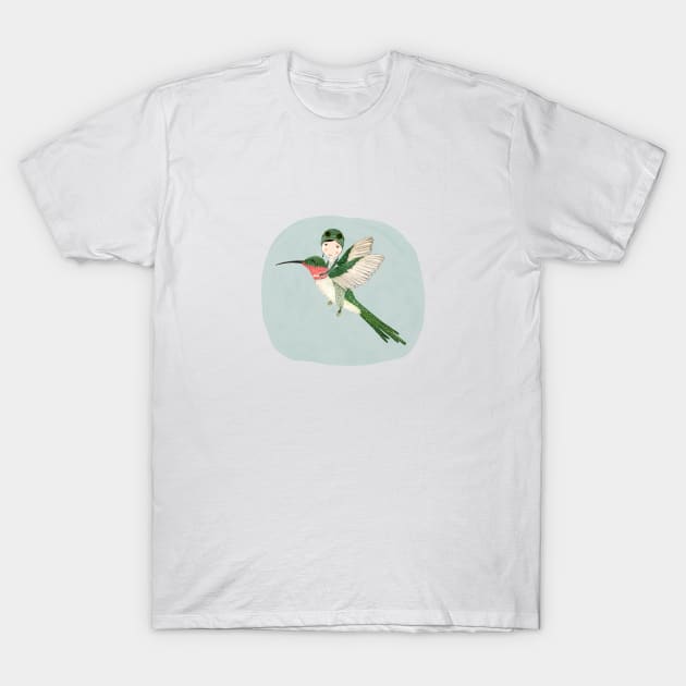 Hummingbird Flyer T-Shirt by katherinequinnillustration